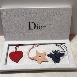 Dior Leather Charm Trio — Red, Pink, Navy